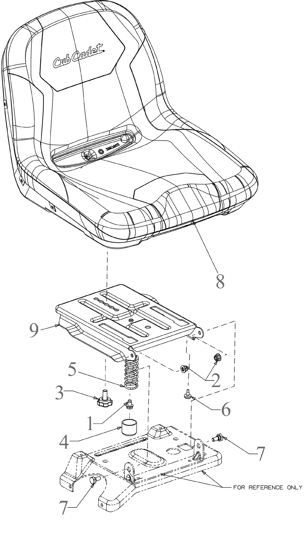 Seat Diagram and Parts List for CC30E (33BA27JDB10)(2023) Cub Cadet Lawn Tractor Accessories
